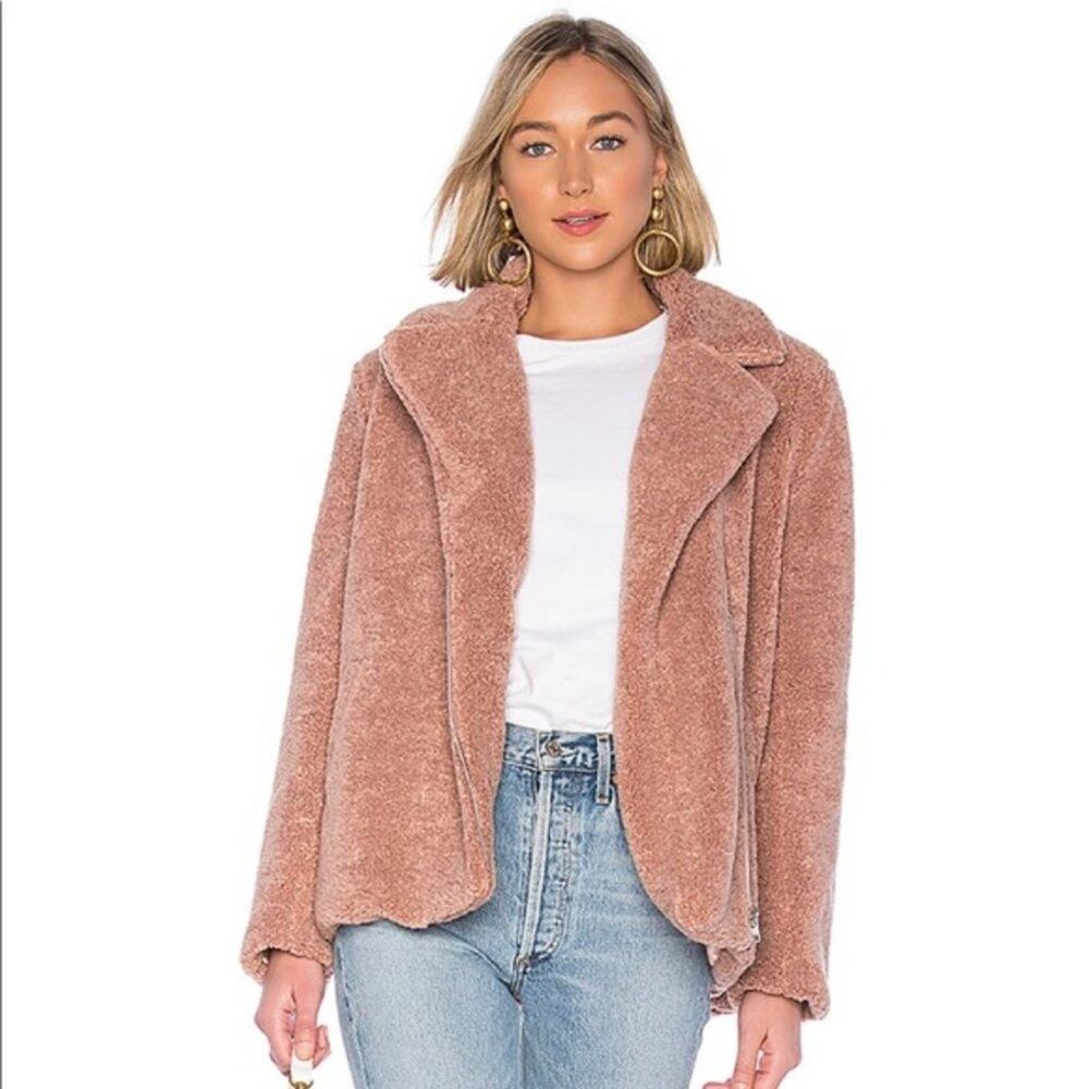 MINKPINK Dawn Teddy Coat Jacket Pink Size XS